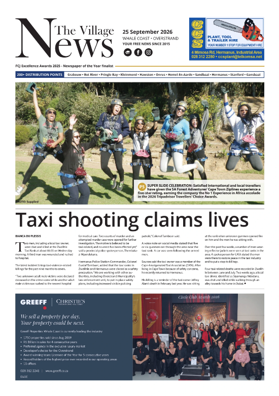 Front page, 25 September 2026